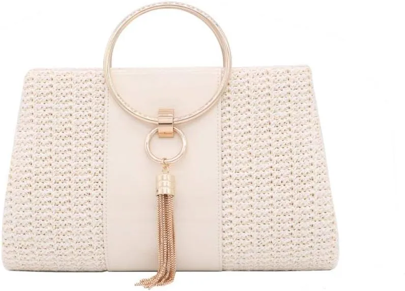 Bamboo Handbag Handmade Tote Bamboo Purse Straw Beach Bag for Women