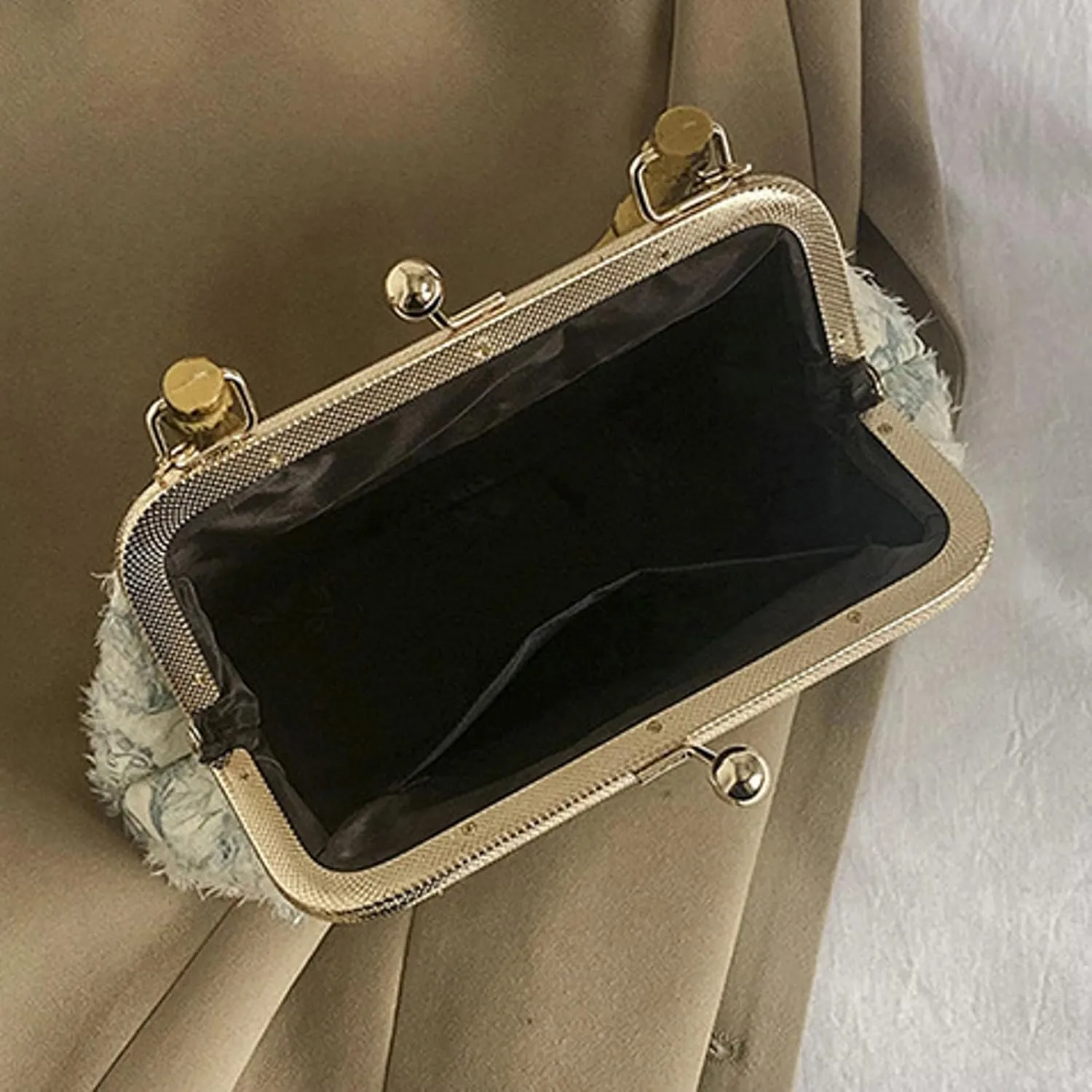 Bamboo Handle Handbag Women Elegant Kiss Lock Clutch with 3D Butterfly Embroidery Crossbody Purse Chinese Style