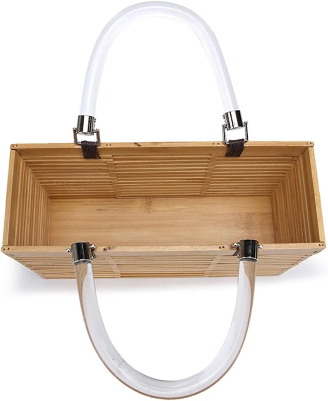 Bamboo Woven Bag Bamboo Bag Tote Woven Bag Square Basket Bag Hollow Rattan Bag Beach Vacation Bag