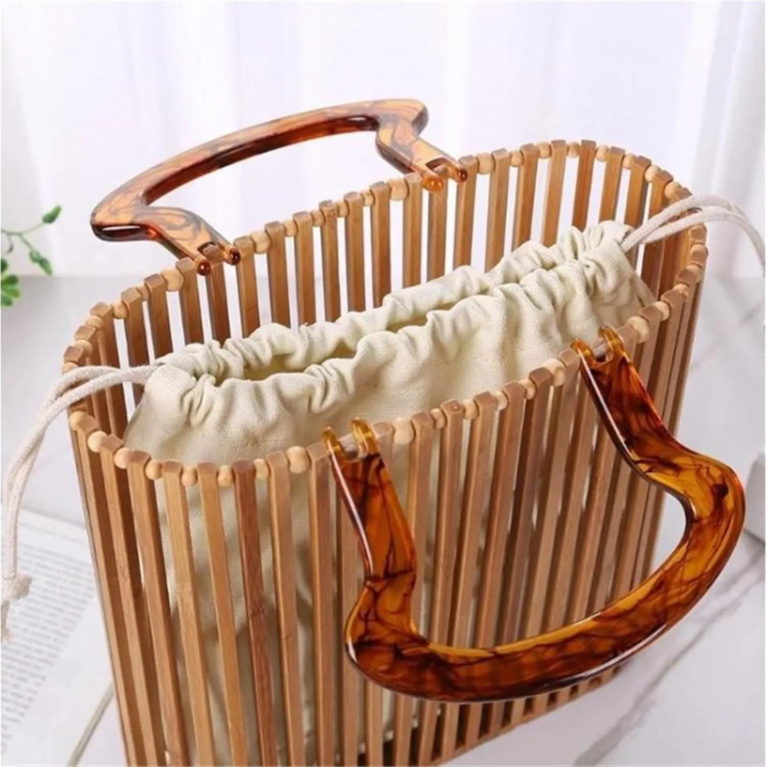 Bamboo Woven Bag Creative Bag Rattan Beach Bag Bamboo Basket Bag Women Bags Beach Vacation Bag
