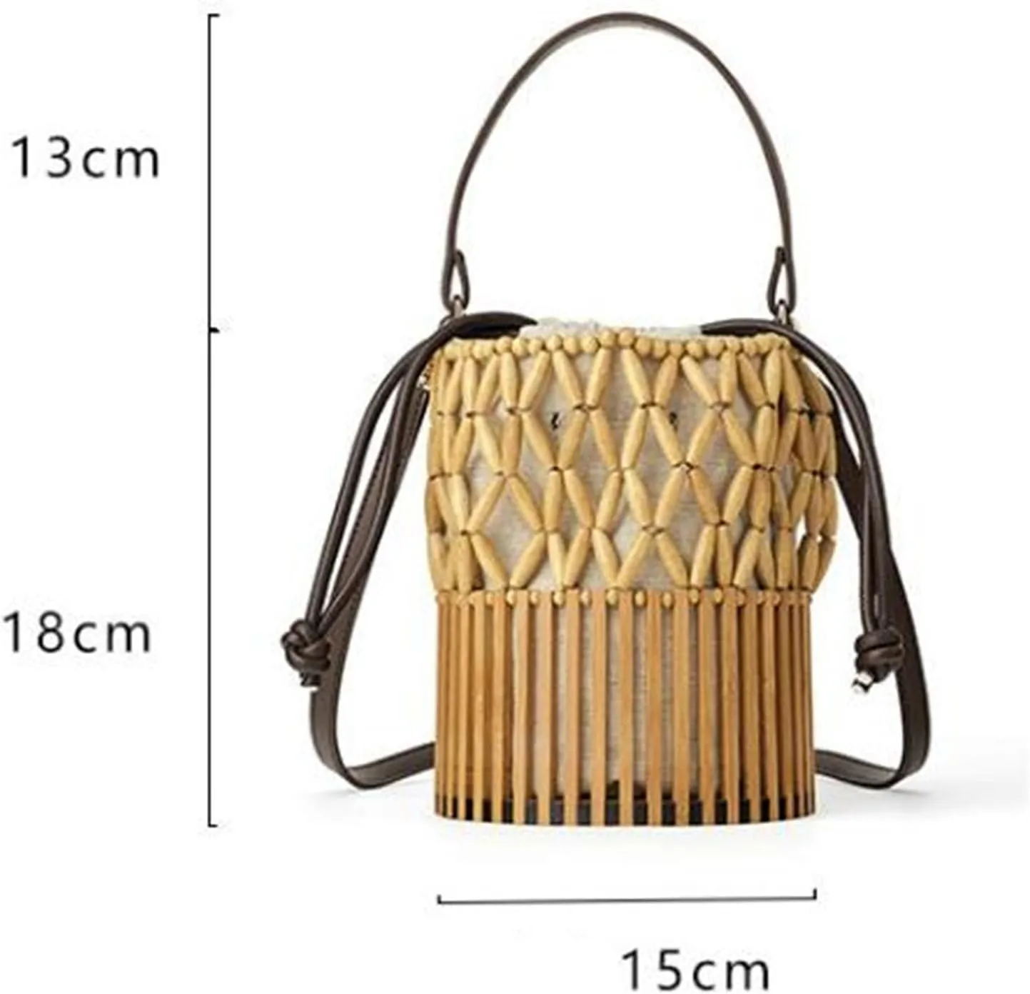 Bamboo Woven Bag Crossbody Bag Handmade Woven Bag Rattan Portable Bag Beach Bag Beach Vacation Bag