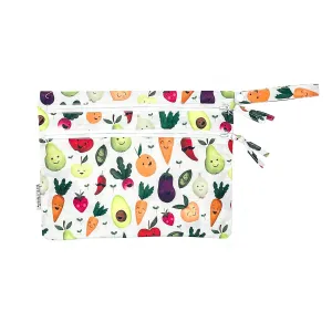 BapronBaby Market Fresh Produce Wet Dry Bag - Waterproof Two Zipper Pockets - Reusable for Mealtime, Diapers, Stroller, Snacks, Swimsuits - Machine Washable - 11" x 9"