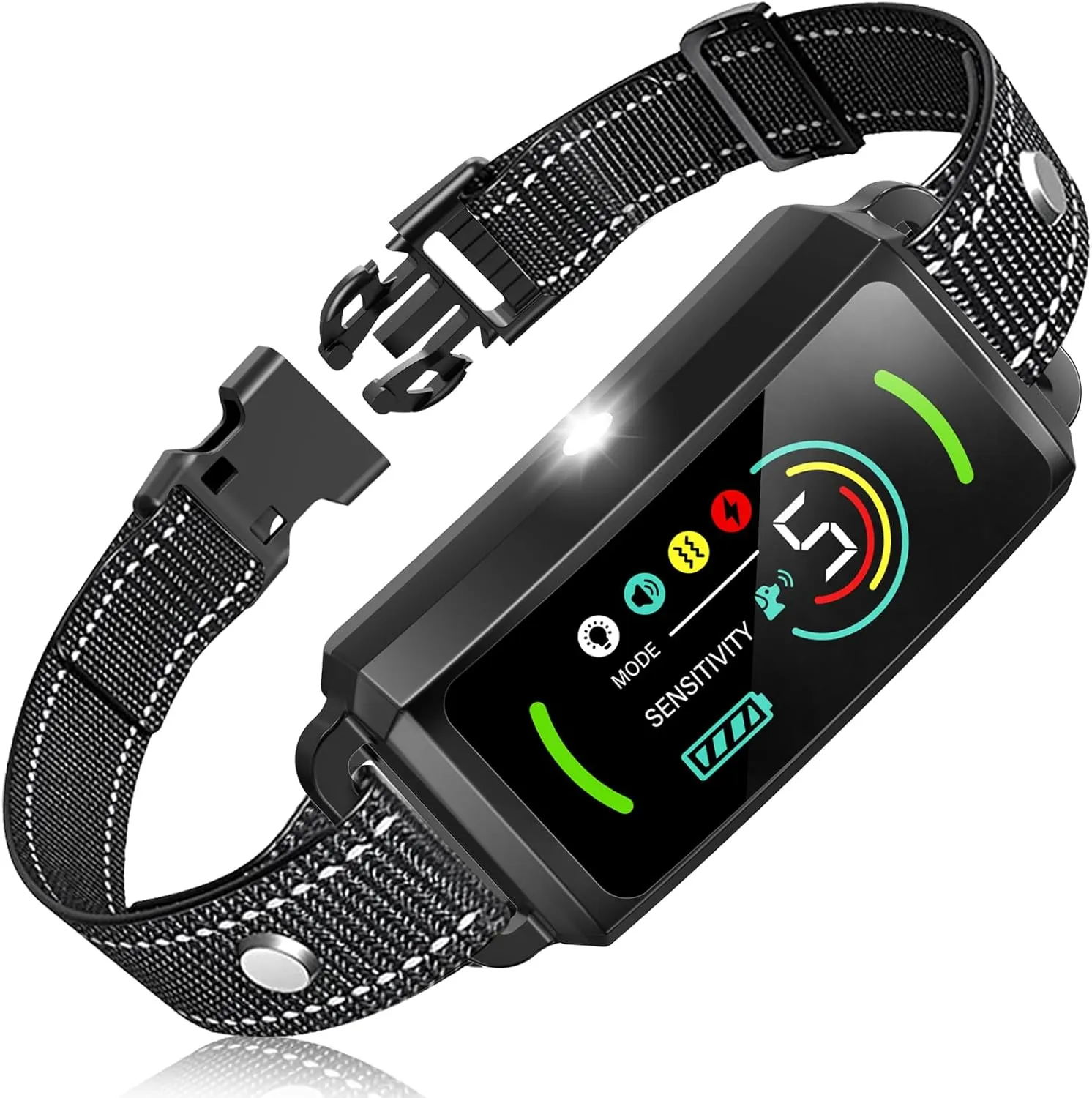 Bark Collar, Rechargeable Dog Bark Collar, Anti Barking Training Collar with Flashing Light, 5 Adjustable Sensitivity Beep Vibration, Bark Collar for Small Medium Large Dogs, IP67 Waterproof