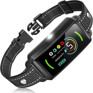 Bark Collar, Rechargeable Dog Bark Collar, Anti Barking Training Collar with Flashing Light, 5 Adjustable Sensitivity Beep Vibration, Bark Collar for Small Medium Large Dogs, IP67 Waterproof