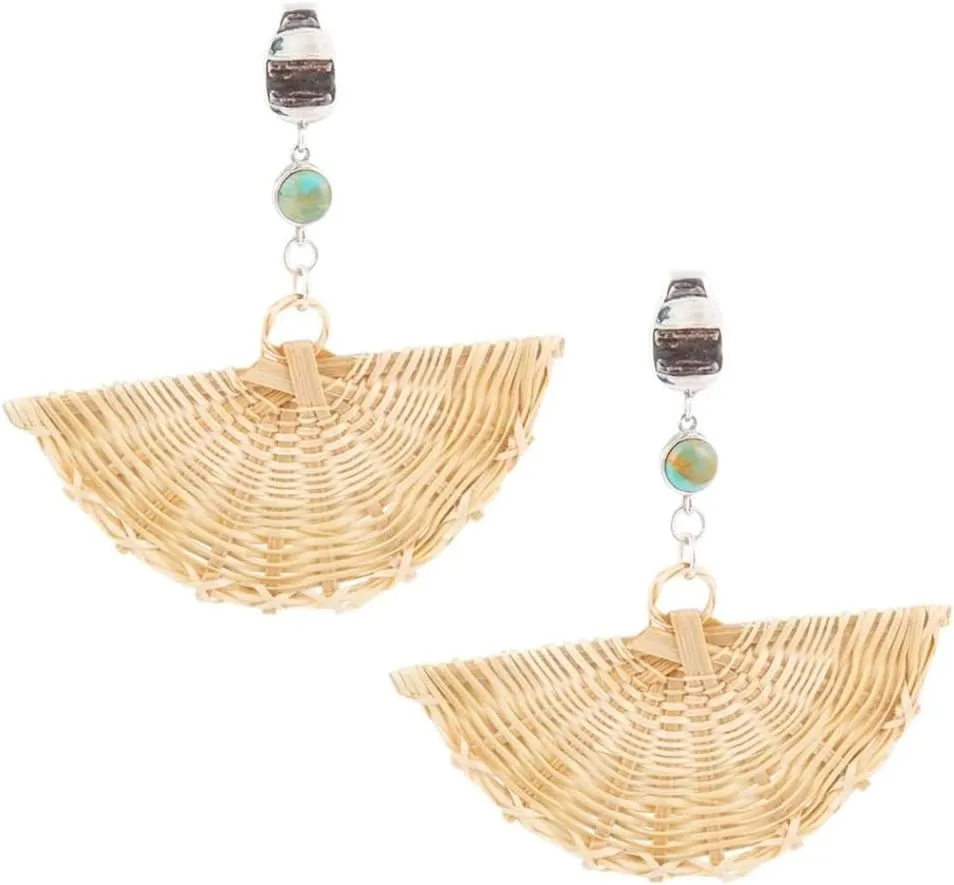 Barse Jewelry Fan of Rattan Blue Turquoise and Sterling Silver Earrings
