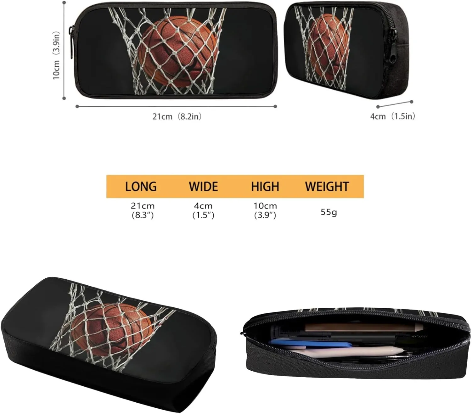 Basketball Ball Backpack for Middle School Girls 10-12 with Lunch Box Pencil Case 3 Piece School Backpack Set for Boys 17 Inch Elementary Student Bookbag