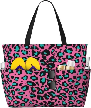 Beach Bag for Women Ladies, Extra Large Waterproof Gym Pool Swim Zipper Tote Bag for Weekender Travel