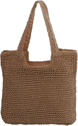 Beach Bag for Women, Straw Handbag with Clutch Top Handle, Rattan Beach Tote Bag for Women, Summer Crossbody Shoulder Bag