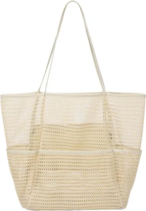 Beach Bag - Mesh Tote Bag Beach Vacation Clothes for Women Pool Bag for Travel Pool Family Cruise Essentials 2025