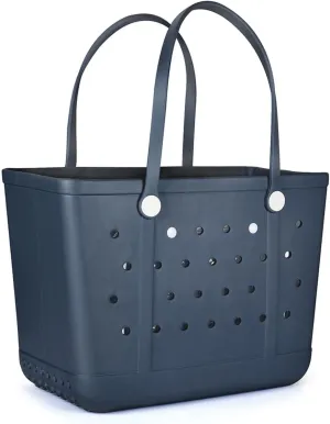 Beach Bag,Rubber Tote Bag,large tote bags for women Washable Tote for Boat Pool Sports Gym (Dark Blue, Large)