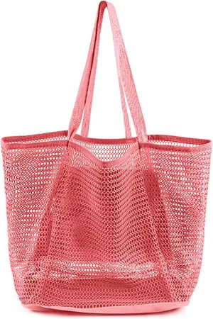 Beach Bags for Women, Foldable Mesh Tote Bag with Mini Pocke, Womens Shoulder bag for Travel Beach Essentials Swimming Pool