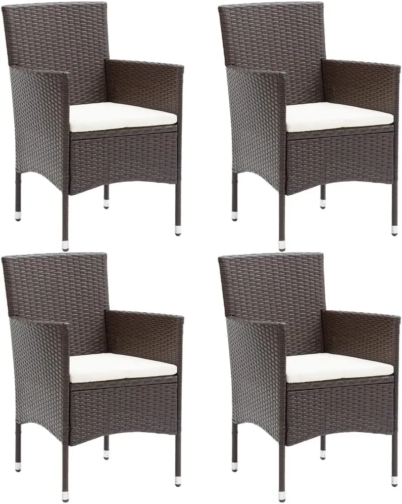 Beach Chairs, Outdoor Furniture,Outside Furniture,Patio Dining Chairs 4 pcs Poly Rattan BrownFor Gardens, patios, Balconies