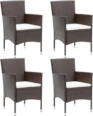 Beach Chairs, Outdoor Furniture,Outside Furniture,Patio Dining Chairs 4 pcs Poly Rattan BrownFor Gardens, patios, Balconies