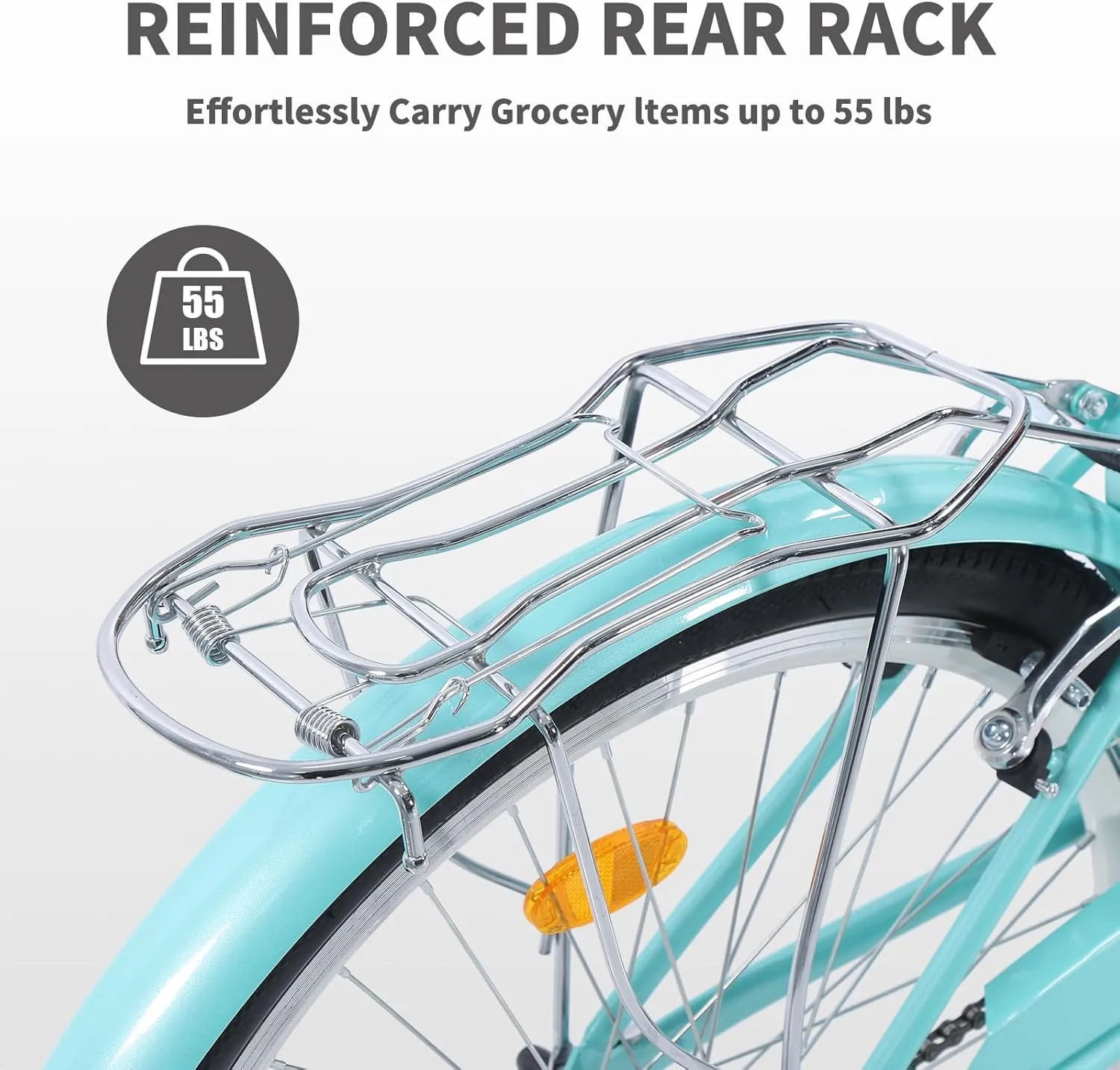 Beach Cruiser Bike for Women, 26 inch Adults Bicycle Single Speed, Bike for Women with Basket & Steel Rack, Women's Bike for Commuting, Step Through City Bike for Women