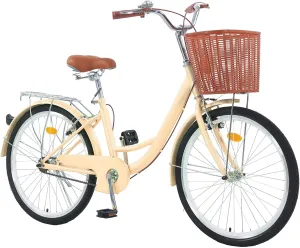 Beach Cruiser Bike for Women, 26 inch Adults Bicycle Single Speed, Bike for Women with Basket & Steel Rack, Women's Bike for Commuting, Step Through City Bike for Women