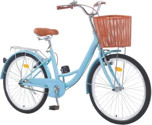 Beach Cruiser Bike for Women, 26 inch Adults Bicycle Single Speed, Bike for Women with Basket & Steel Rack, Women's Bike for Commuting, Step Through City Bike for Women