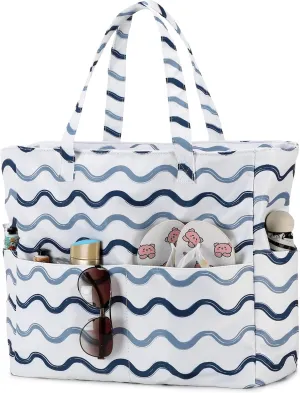 Beach Pool Bags Tote for Women Ladies Large Gym Tote Carry On Bag With Wet Compartment for Weekender Travel Waterproof