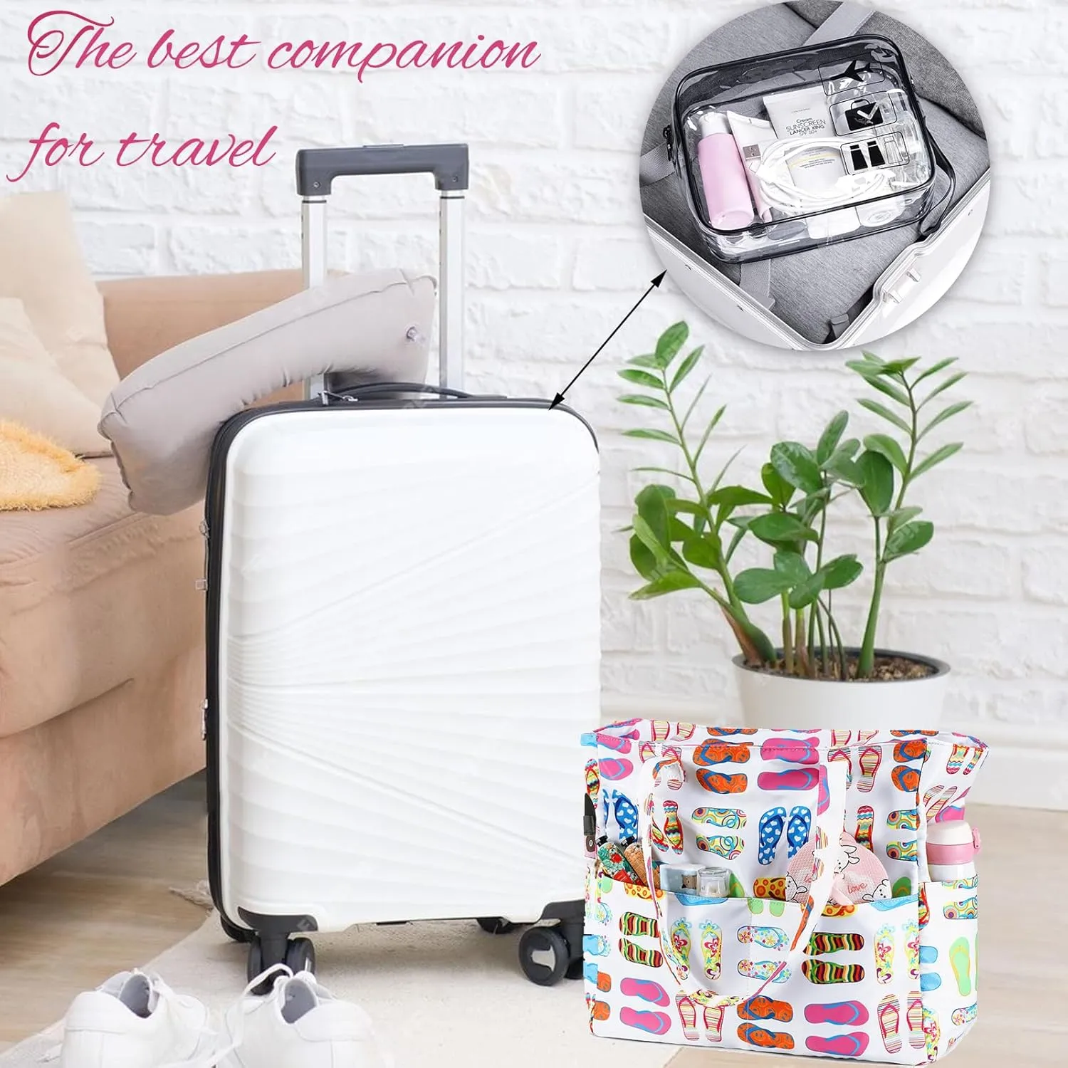 Beach Pool Bags Tote for Women Ladies Large Gym Tote Carry On Bag With Wet Compartment for Weekender Travel Waterproof