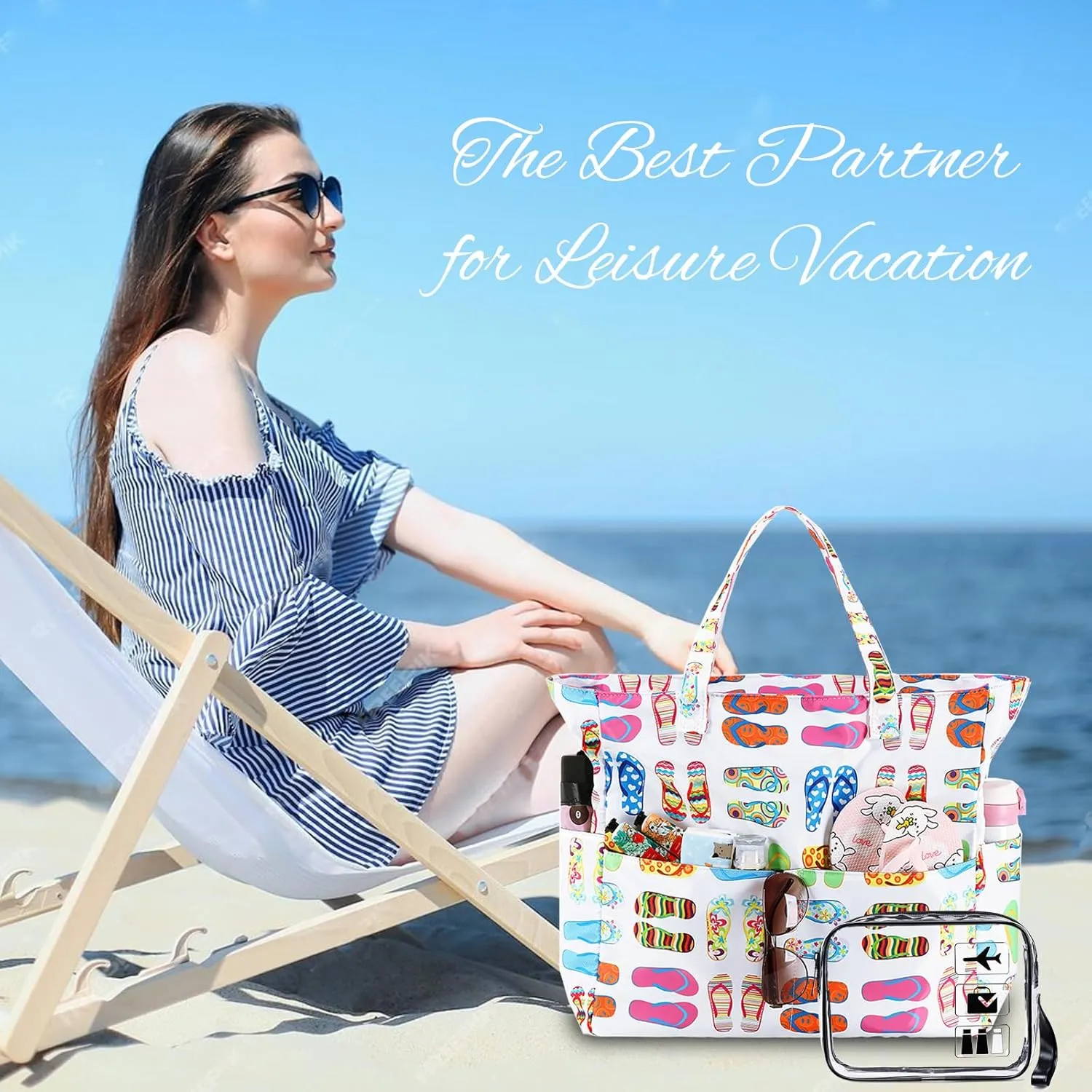 Beach Pool Bags Tote for Women Ladies Large Gym Tote Carry On Bag With Wet Compartment for Weekender Travel Waterproof