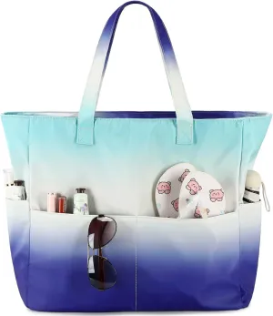 Beach Pool Bags Tote for Women Ladies Large Gym Tote Carry On Bag With Wet Compartment for Weekender Travel Waterproof