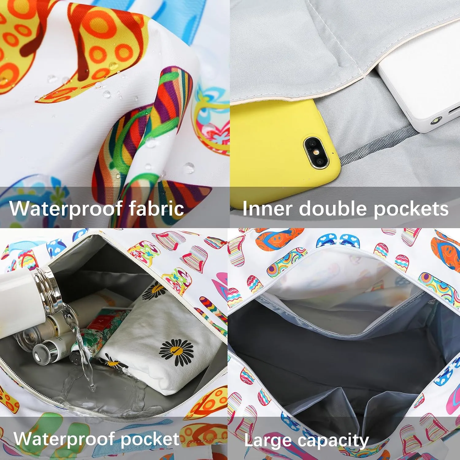 Beach Pool Bags Tote for Women Ladies Large Gym Tote Carry On Bag With Wet Compartment for Weekender Travel Waterproof