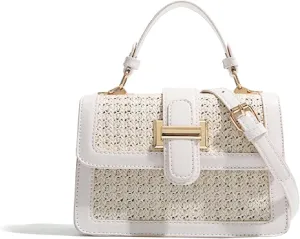 Beach Purse Women Cute Summer Straw Purse Mini Clutch Woven Tote Vacation Handbags Beach Straw Shoulder Bag