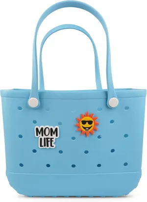 Beach Rubber Bag Tote Bag,Extra Large Waterproof Travel Women Handbag with Charms for Sports Beach Groceries Pool