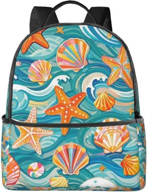 Beach Shell Adult Backpacks 14 Inch Laptop Backpack Double Shoulder Bag for Work Travel Gifts