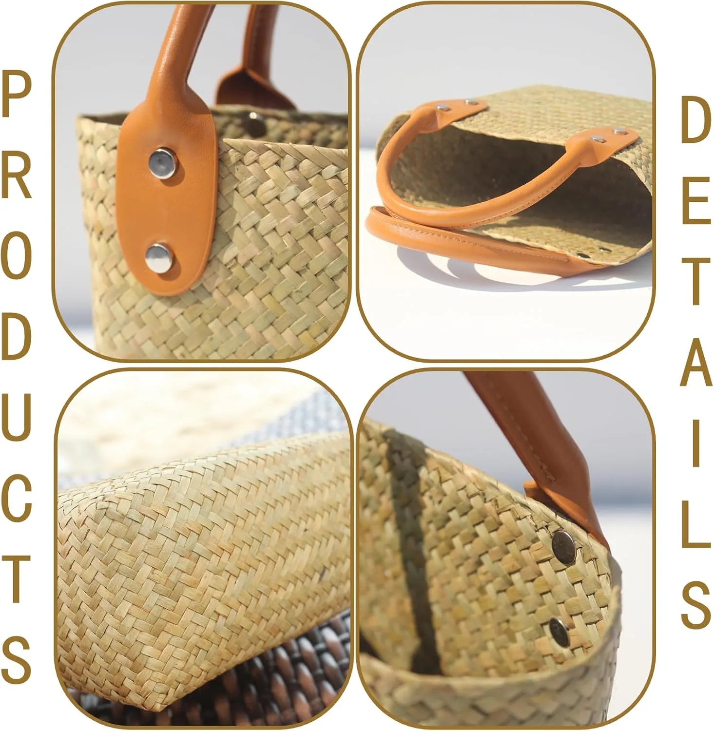 Beach Straw Bag for Women, Natural Straw Tote Bags with Top Handle No Lining Woven Handbag Small Purse for Summer