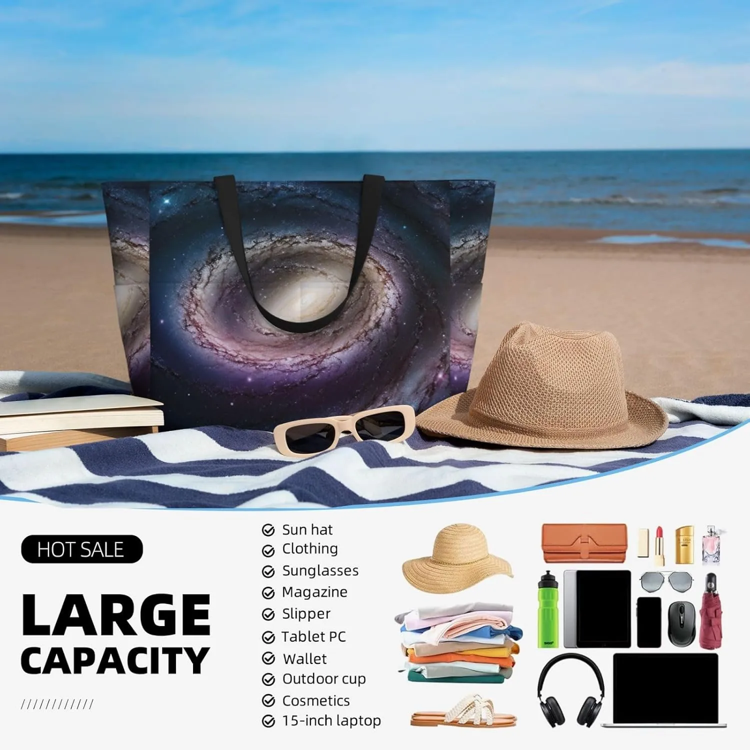 Beach Tote Bag for Women Oversized Travel Weekender Bags Skate boards Waterproof Pool Bag Beach Accessories