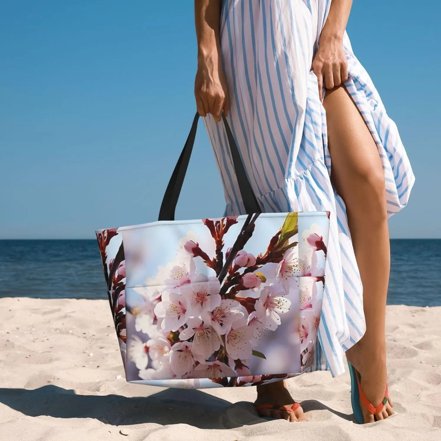 Beach Tote Bag for Women Oversized Travel Weekender Bags Underwater Turtle Waterproof Pool Bag Beach Accessories
