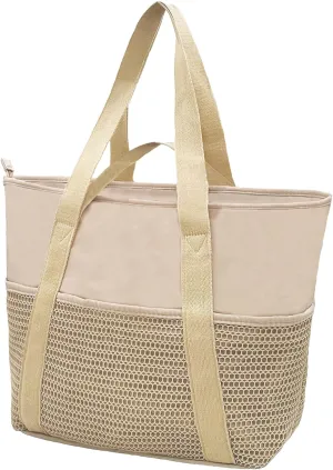 Beach Tote Bag Waterproof Sandproof Mesh Swiming Pool Bag with Zipper for Summer Vacation