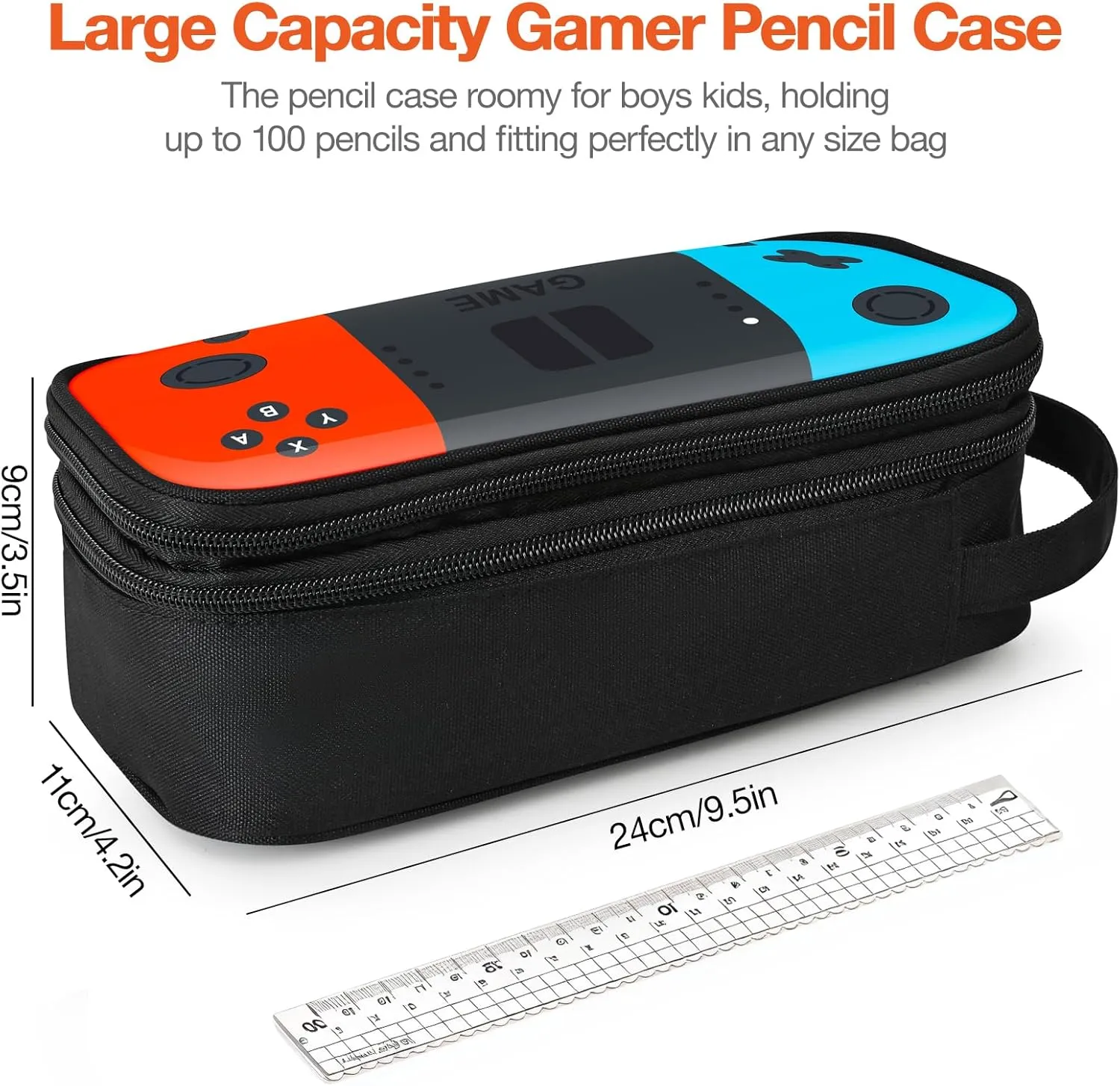 Beaulyn Gamer Pencil Case for Boys Kids - Large Capacity Sturdy Pen Pouch with Zipper, Portable Organizer for School & Travel