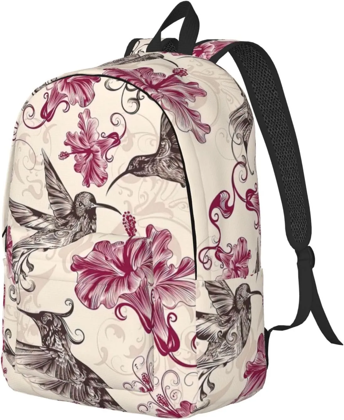 Beautiful Flowers Hummingbird Canvas Casual Lightweight Duffel Bag, Fashion Duffel Bag, Unisex Travel Backpack