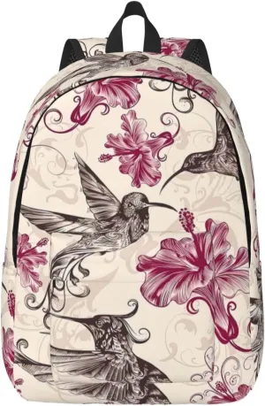 Beautiful Flowers Hummingbird Canvas Casual Lightweight Duffel Bag, Fashion Duffel Bag, Unisex Travel Backpack