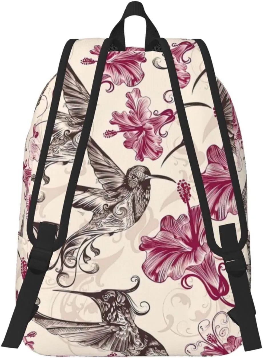 Beautiful Flowers Hummingbird Canvas Casual Lightweight Duffel Bag, Fashion Duffel Bag, Unisex Travel Backpack