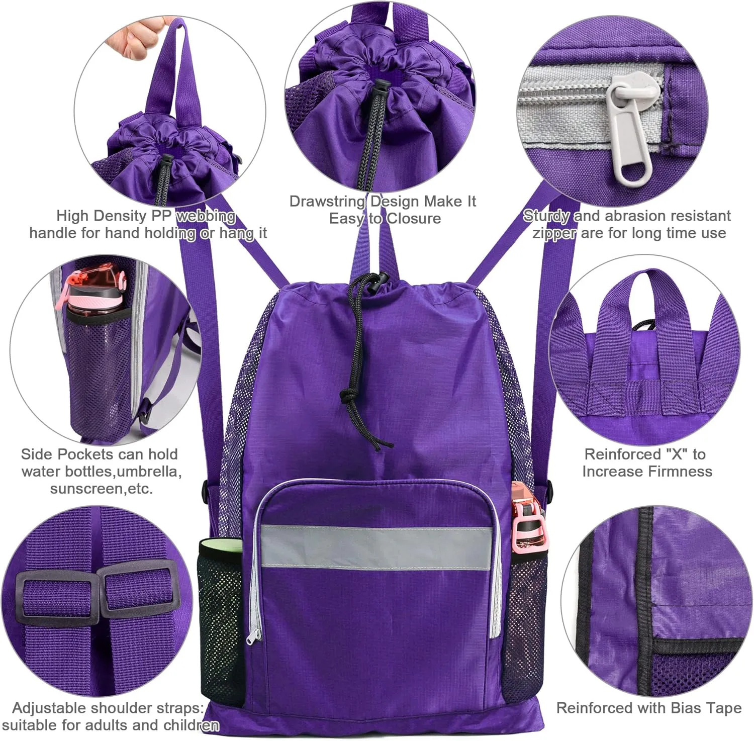 BeeGreen Drawstring Bags Backapck for Men Women Athletic Gym Sports Workout Beach Swim