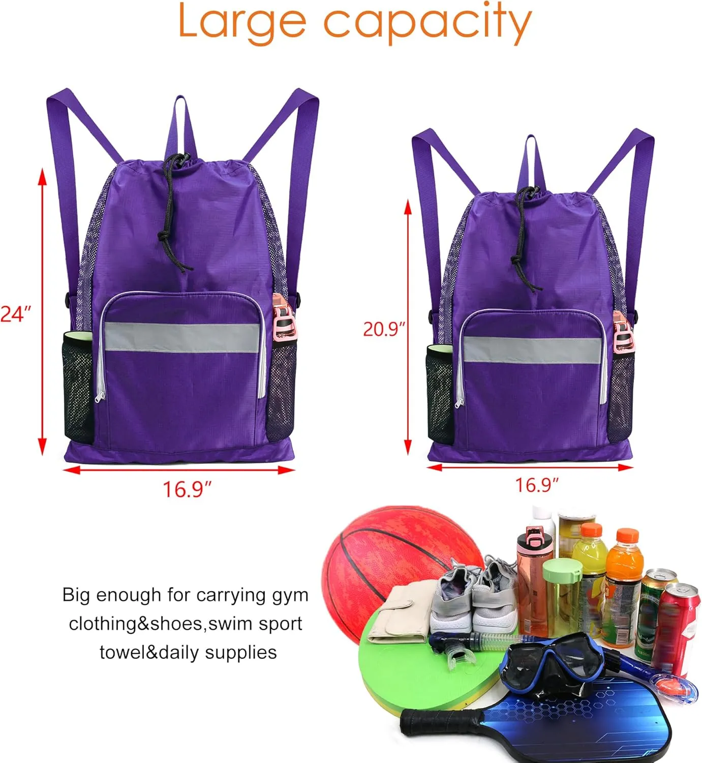 BeeGreen Drawstring Bags Backapck for Men Women Athletic Gym Sports Workout Beach Swim