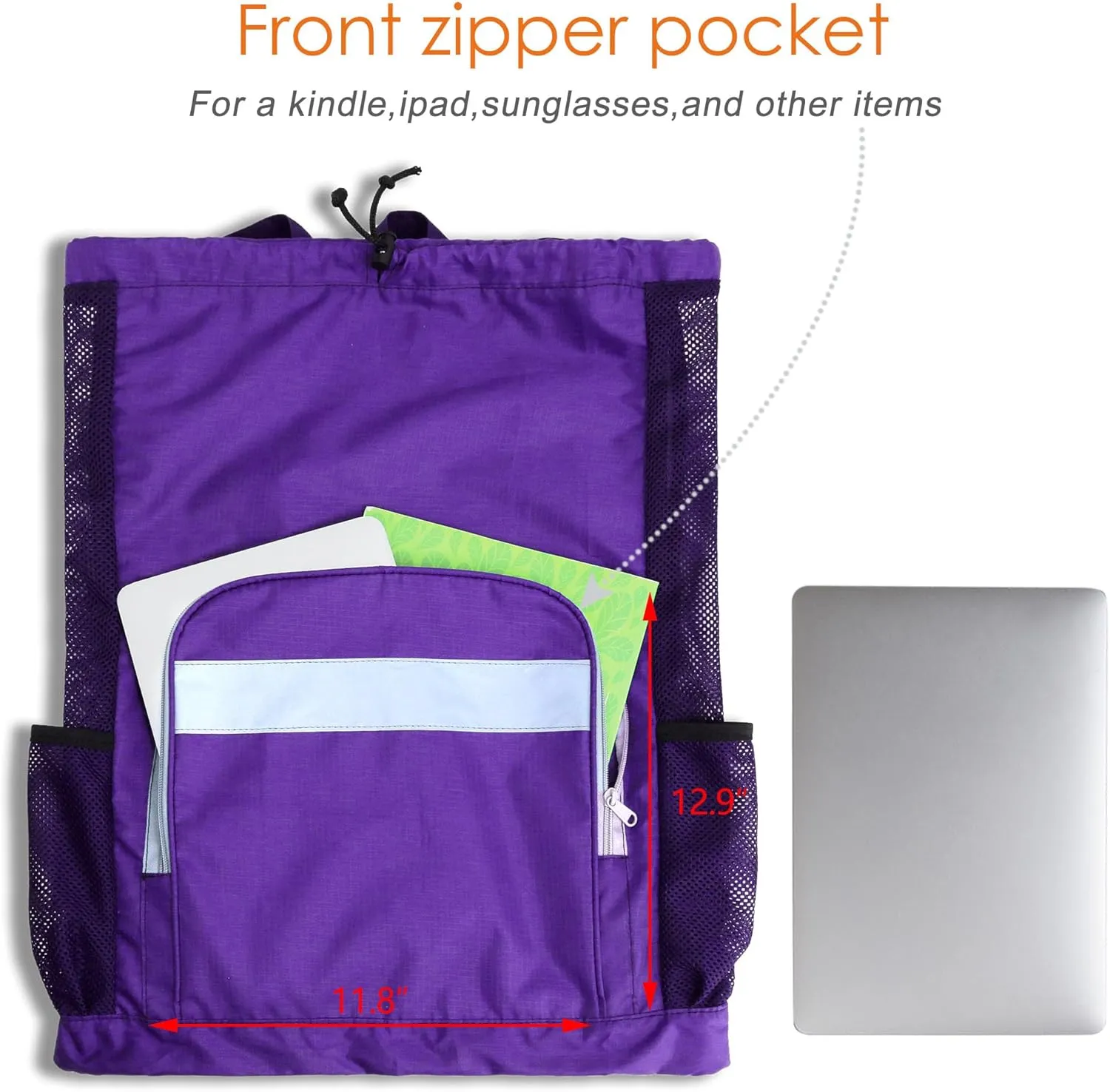 BeeGreen Drawstring Bags Backapck for Men Women Athletic Gym Sports Workout Beach Swim