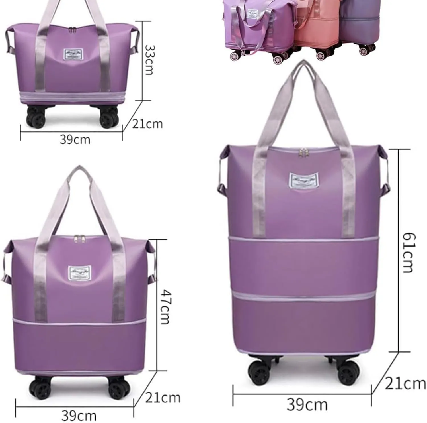 Beente Travel Bag with Wheels, Kulken Expandable Duffel, 2025 New Large Capacity Travel Bag - Universal Wheel Removable, Comes with A Dust Bag (Blue)