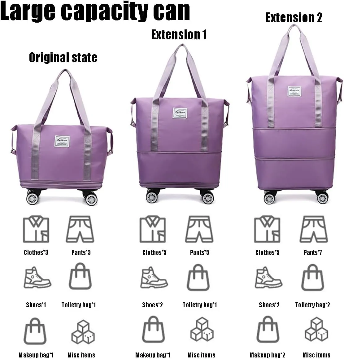Beente Travel Bag with Wheels, Kulken Travel Bag, 2025 New Large Capacity, Foldie Expandable - Lightweight Carry (Green)