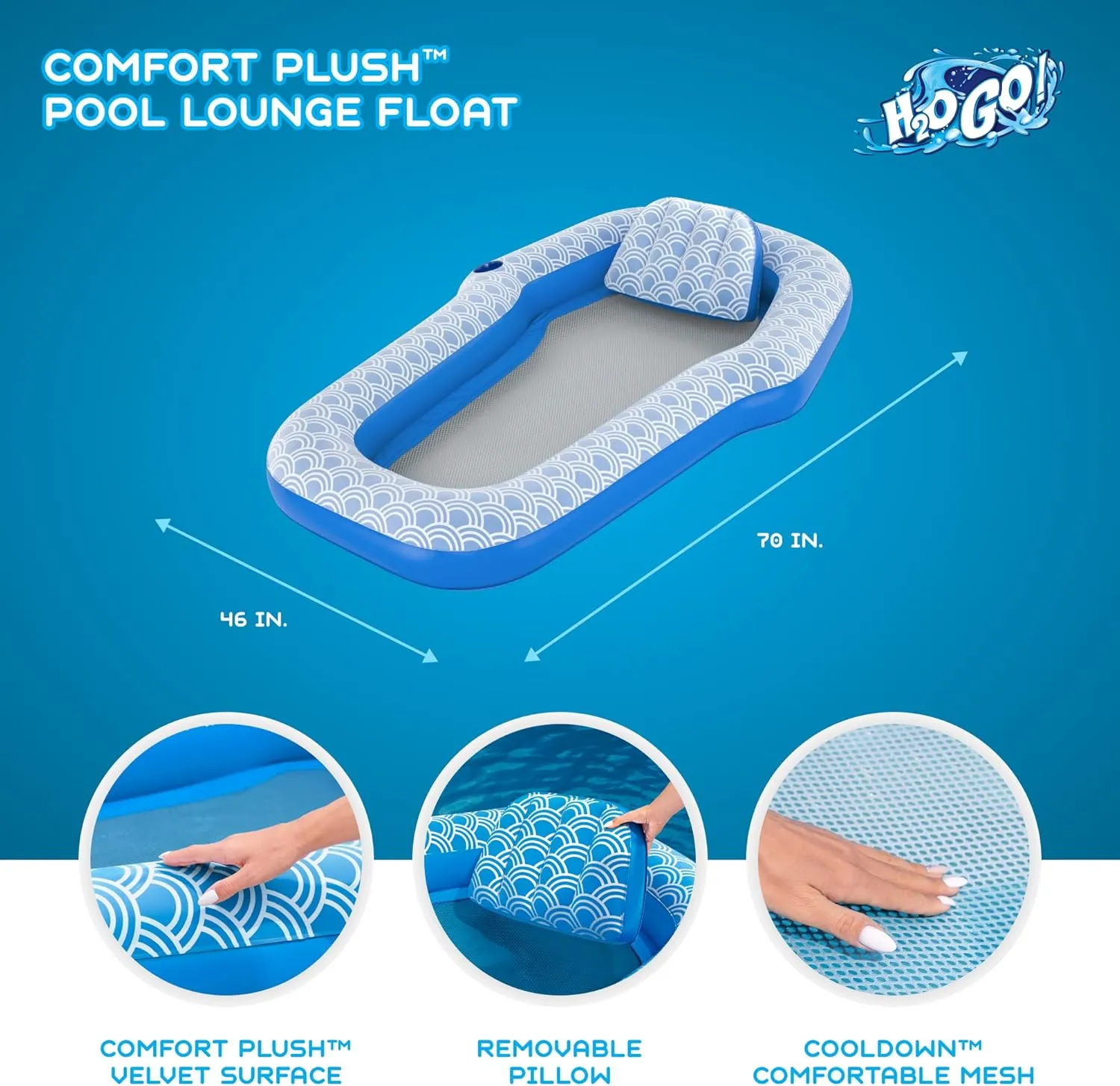 Bestway H2OGO! Deluxe Comfort Plush Pool Floats | Singe and Double Lounges and Loungers for Adults
