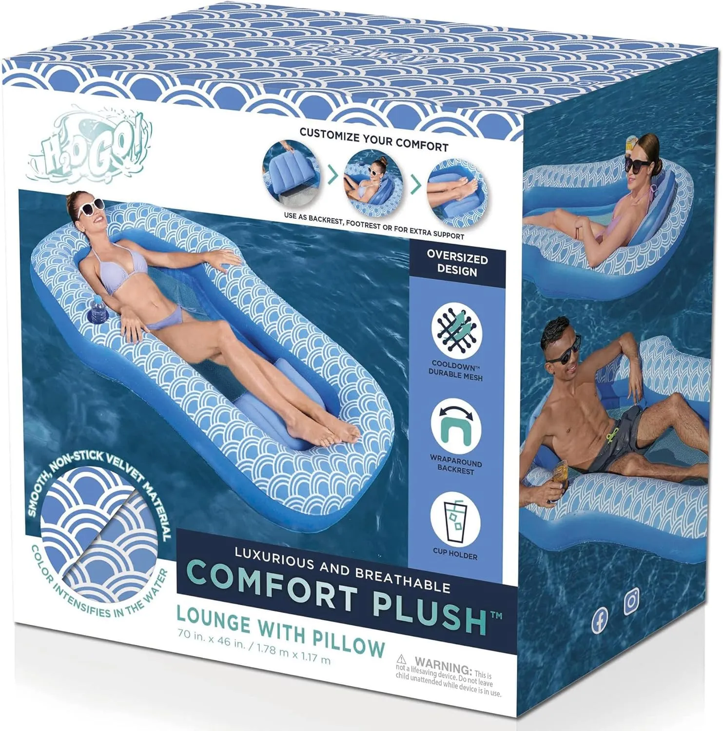 Bestway H2OGO! Deluxe Comfort Plush Pool Floats | Singe and Double Lounges and Loungers for Adults