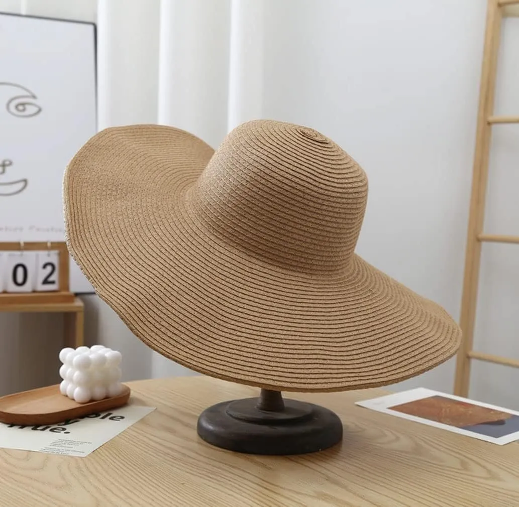 Big Beach Hats for Women Foldable Summer Wide Brim Packable Oversized Sun Hat Lady Girl Travel Straw Cap