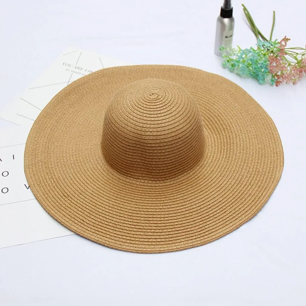 Big Beach Hats for Women Foldable Summer Wide Brim Packable Oversized Sun Hat Lady Girl Travel Straw Cap