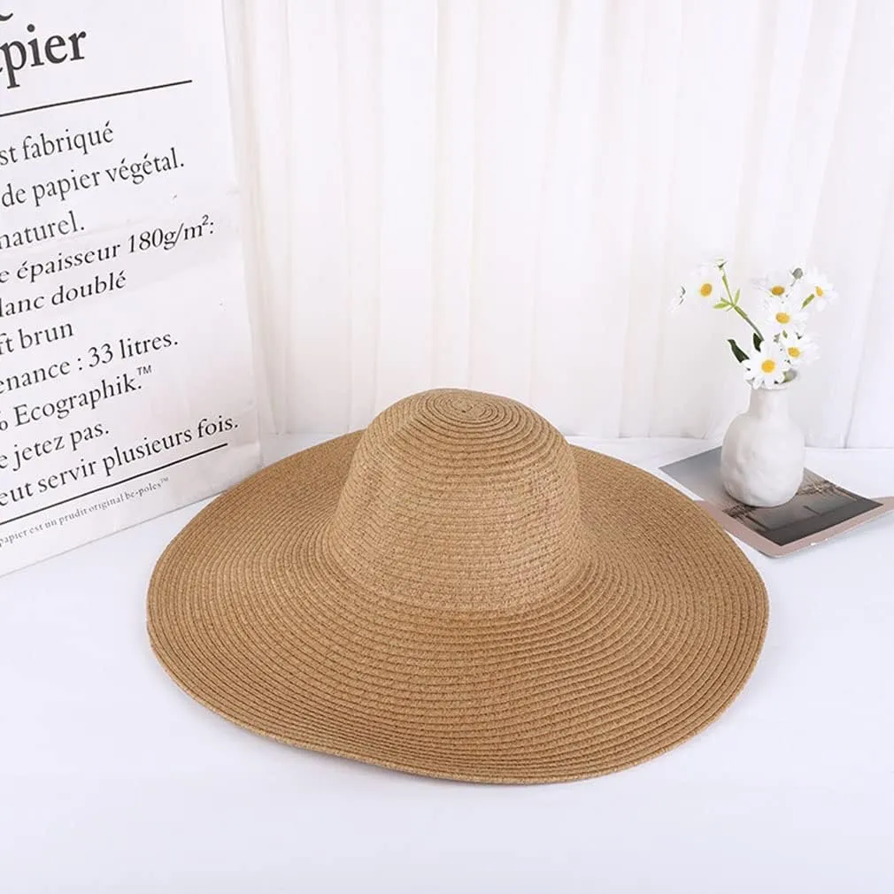 Big Beach Hats for Women Foldable Summer Wide Brim Packable Oversized Sun Hat Lady Girl Travel Straw Cap