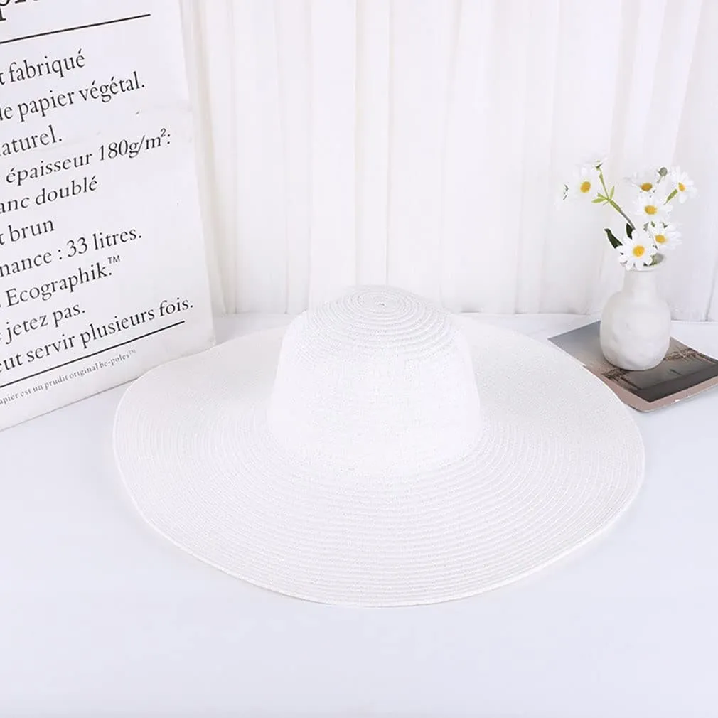 Big Beach Hats for Women Foldable Summer Wide Brim Packable Oversized Sun Hat Lady Girl Travel Straw Cap