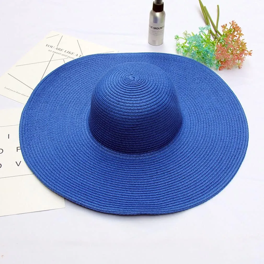 Big Beach Hats for Women Foldable Summer Wide Brim Packable Oversized Sun Hat Lady Girl Travel Straw Cap