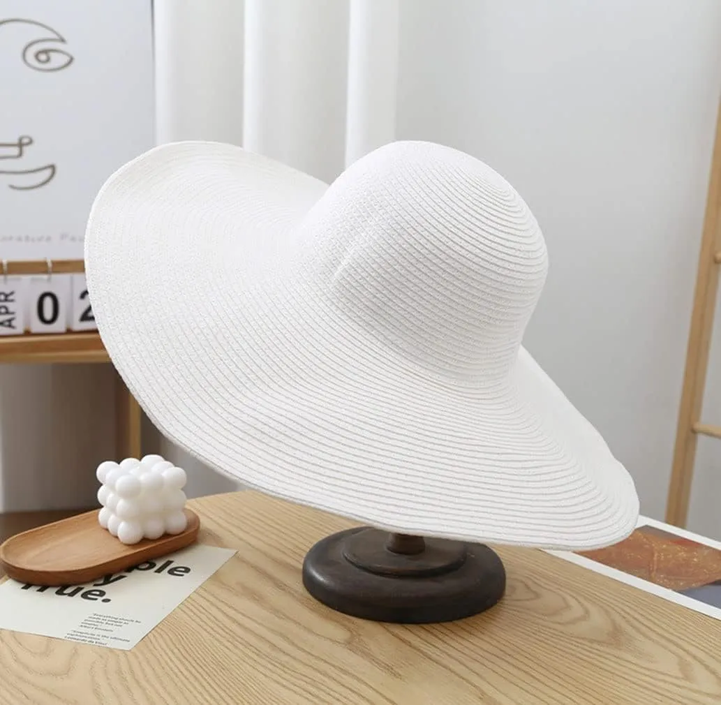 Big Beach Hats for Women Foldable Summer Wide Brim Packable Oversized Sun Hat Lady Girl Travel Straw Cap