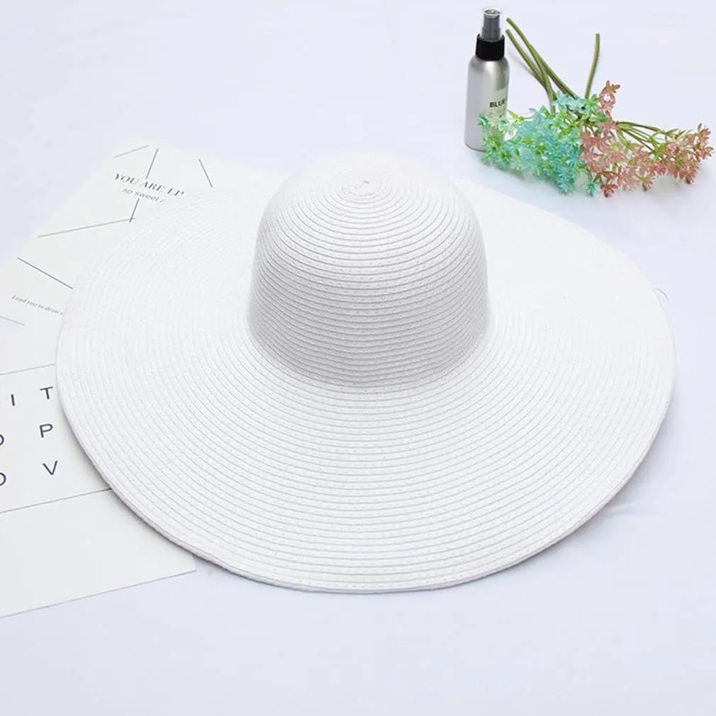 Big Beach Hats for Women Foldable Summer Wide Brim Packable Oversized Sun Hat Lady Girl Travel Straw Cap